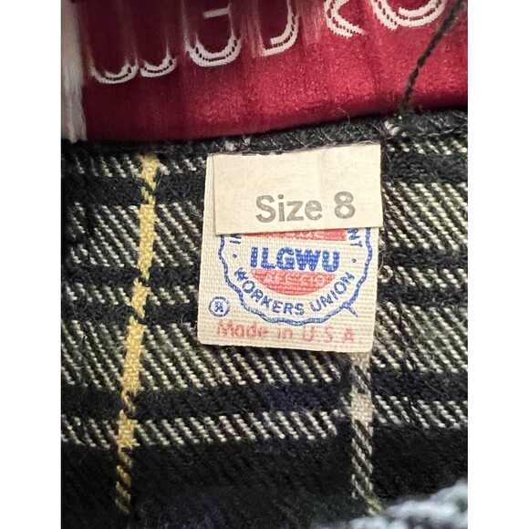 MADISON Wool Wrap Skirt Vintage 8 Blue Green Plaid Tartan Fringe Safety Pin Y2K - Picture 4 of 10